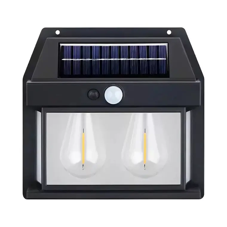 APLIQUE LAMPARA SOLAR IMPERMEABLE CON SENSOR VINTAGE 2 LED - 1