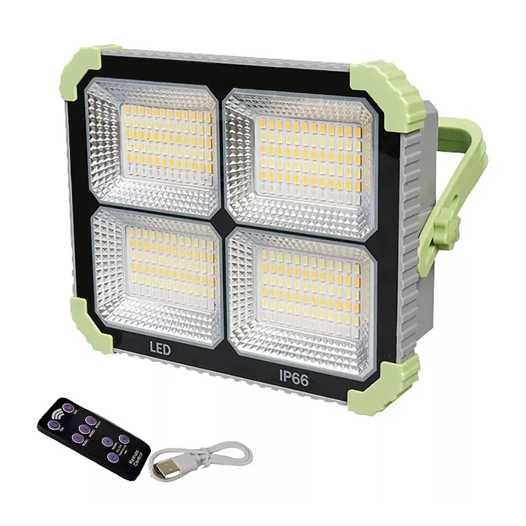 REFLECTOR LED PORTATIL RECARGABLE PANEL Y USB 4TIPOS DE LUZ - 1