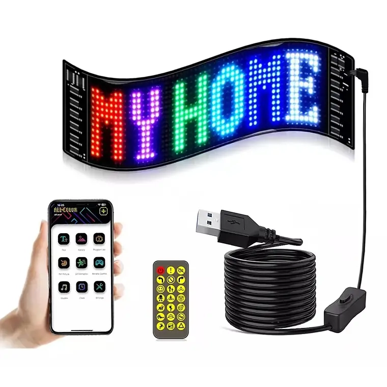 LETRERO LED MATRIX FLEXIBLE RGB APP CONTROL USB AUTO 16X64 - 1