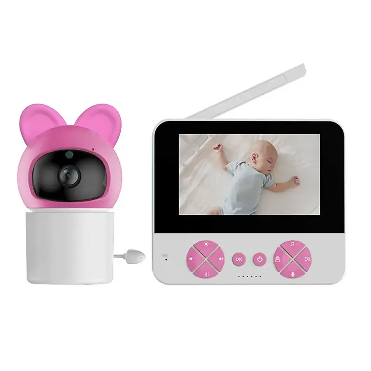 CAMARA MONITOR VIGILANCIA NOCTURNA PARA BEBES CON MICROFONO (Rosado) - 1