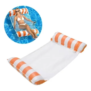 HAMACA FLOTANTE INFLABLE DE PISCINA COLCHON FLOTADOR SILLA (Naranja) - 1