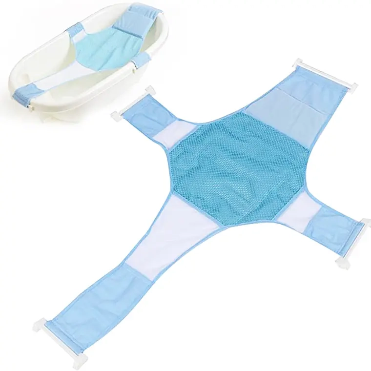 HAMACA MALLA PARA BAÑERA TINA DE BEBE 4 PUNTAS (Celeste) - 1