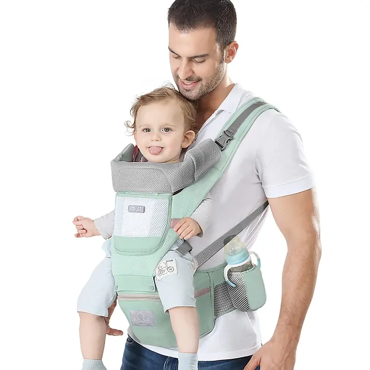 MOCHILA PORTA BEBES ERGONOMICA ASIENTO MULTIFUNCIONAL 6 EN 1 (Verde) - 1