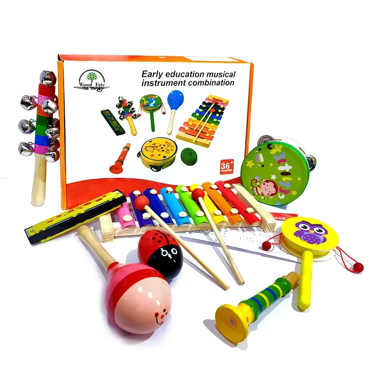 SET 8 INSTRUMENTO MUSICALES MONTESSORI MADERA PARA NIÑOS - 1