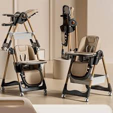SILLA DE COMER RECLINABLE PLEGABLE CON MESA AJUSTABLE (Beige) - 1