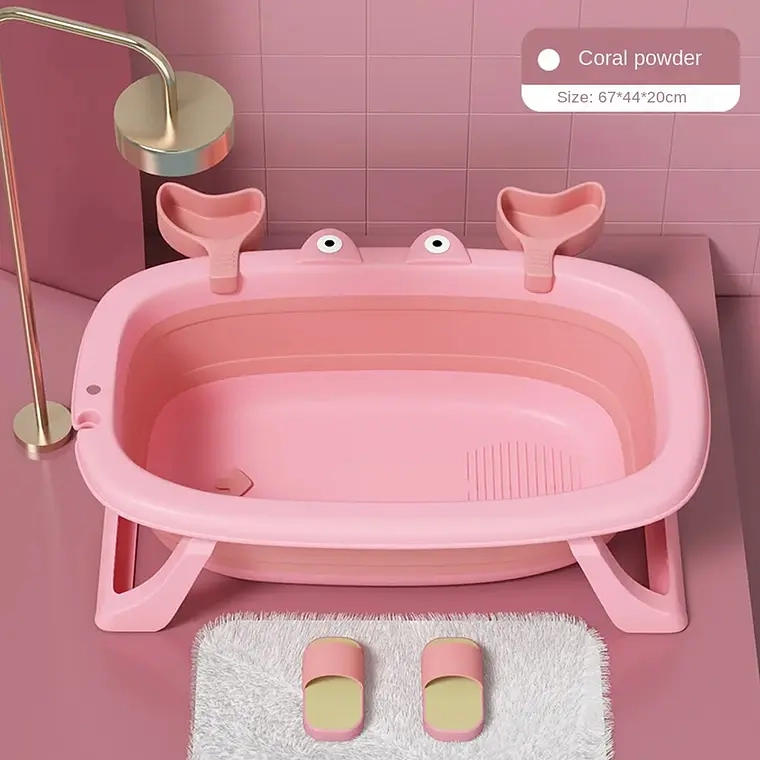TINA BAÑERA PLEGABLE PARA BEBE DE CANGREJO EDAD 3-36 MESES (Rosado) - 1