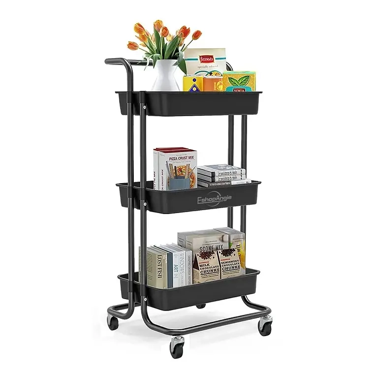 CARRITO ORGANIZADOR 3 NIVELES DE PLASTICO Y ESTRUCTURA METAL - 1