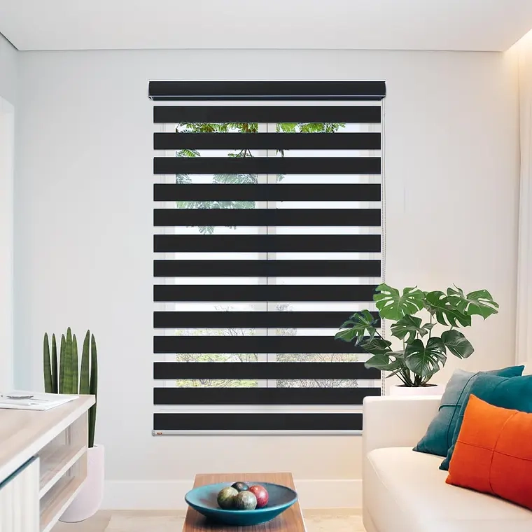 CORTINA ROLLER DUO ZEBRA DIA Y NOCHE PERSIANA 100X180CM (Negro) - 1