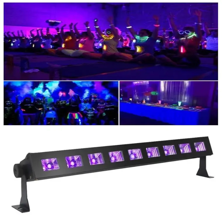LUZ LED UV NEGRA PARA FIESTAS FLUOR ULTRAVIOLETA BARRA 9X3W - 1