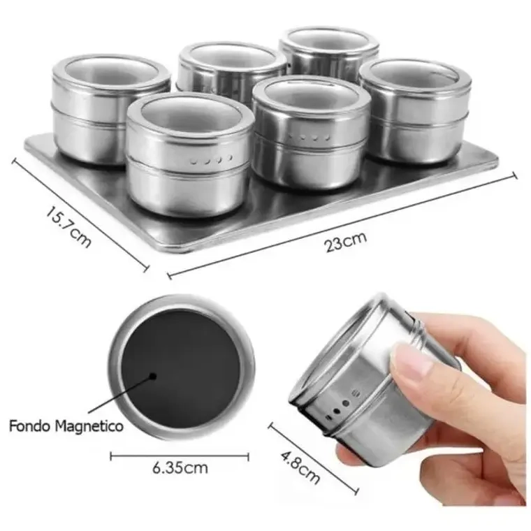 ORGANIZADOR CONDIMENTOS COCINA 6 PIEZAS FRASCOS ESPECIEROS - 1