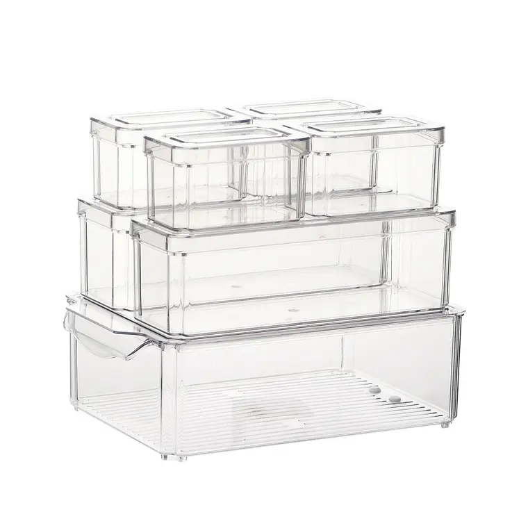 ORGANIZADOR REFRIGERADOR COCINA SET 7 CONTENEDORES CON TAPA - 1
