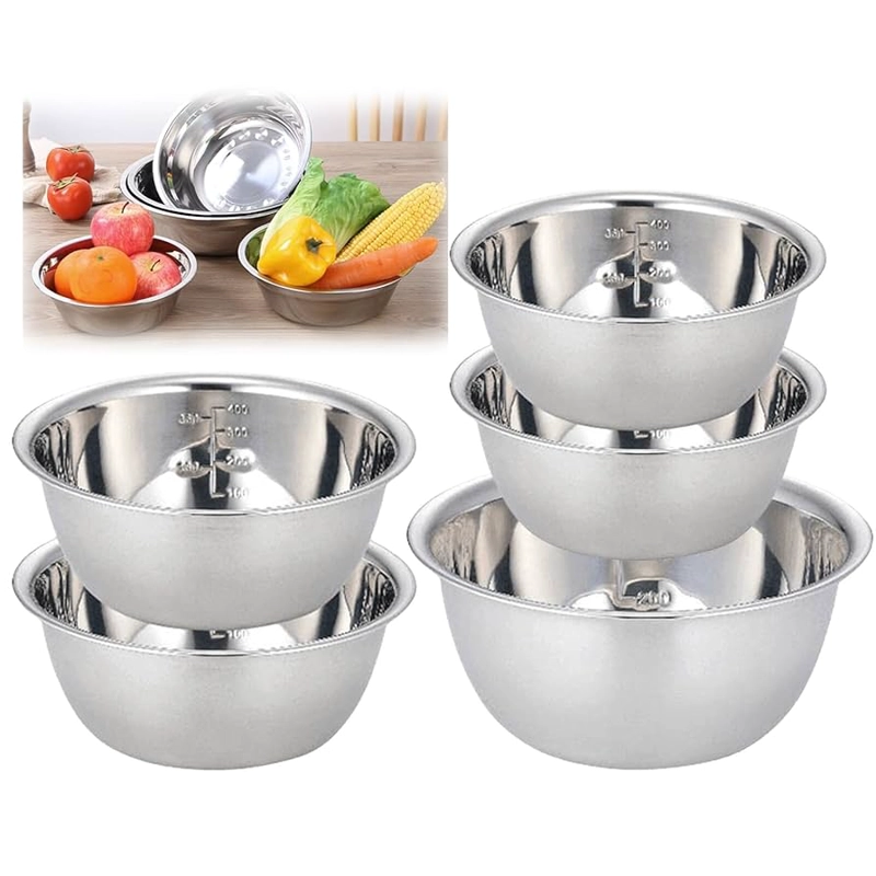 PACK 5 BOWL POCILLO ACERO INOXIDABLE REPOSTERIA COCINA PLATEADO - 1