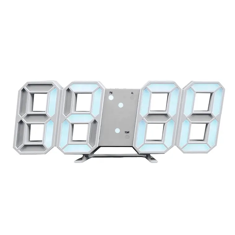 RELOJ DESPERTADOR BRILLANTE DIGITAL 3D DE MESA Y PARED (Luz blanca) - 1