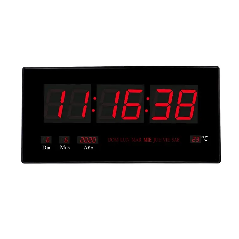 RELOJ DIGITAL PARED LUZ LED HORA FECHA TEMPERATURA - 1