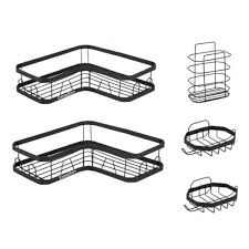 SET 5 PIEZAS ESQUINERO ORGANIZADOR DUCHA BAÑO CON ADHESIVOS - 1