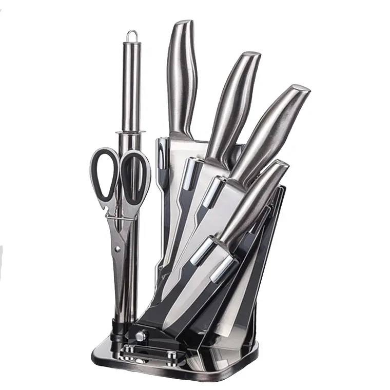 SET DE CUCHILLOS 7 PIEZAS ACERO INOXIDABLE + SOPORTE - 1