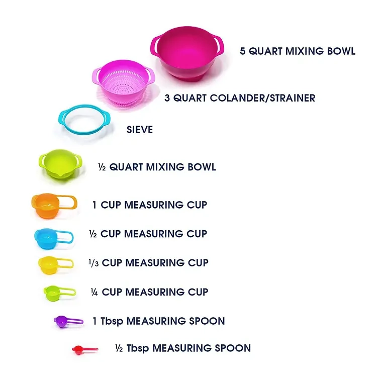 SET DE TAZAS MEDIDORAS CERNIDOR COLADOR BOWL COCINA - 1