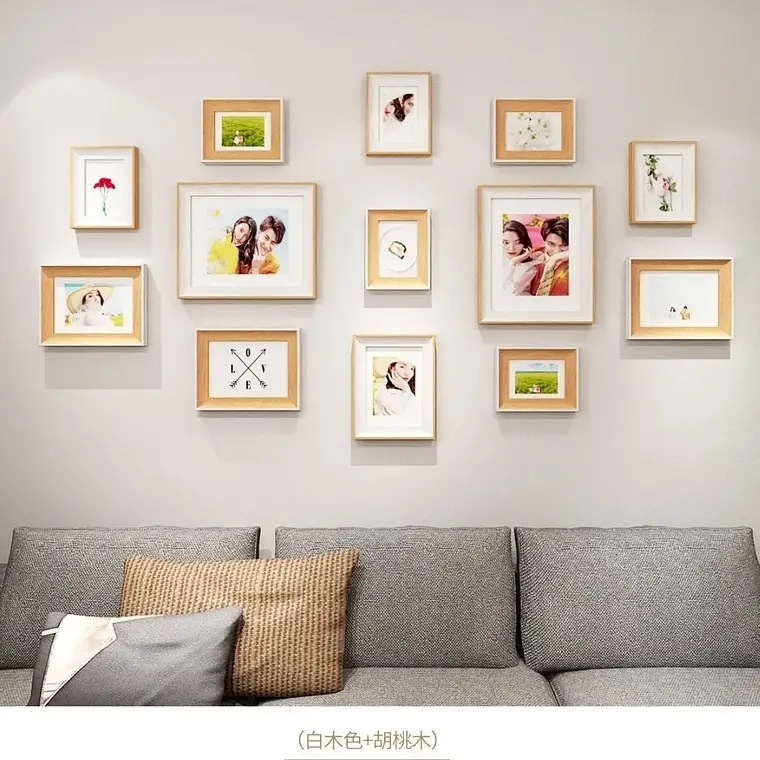 SET MARCOS FOTO DECORATIVO PARED 13 PIEZAS (Blanco/beige) - 1
