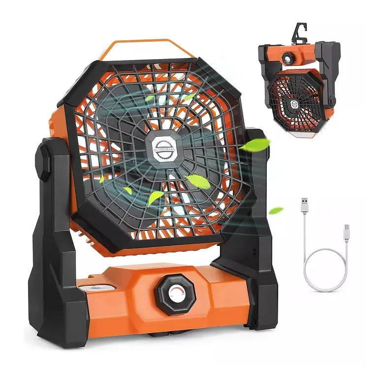VENTILADOR PORTATIL CAMPING ACAMPAR RECARGABLE USB LUZ LED - 1