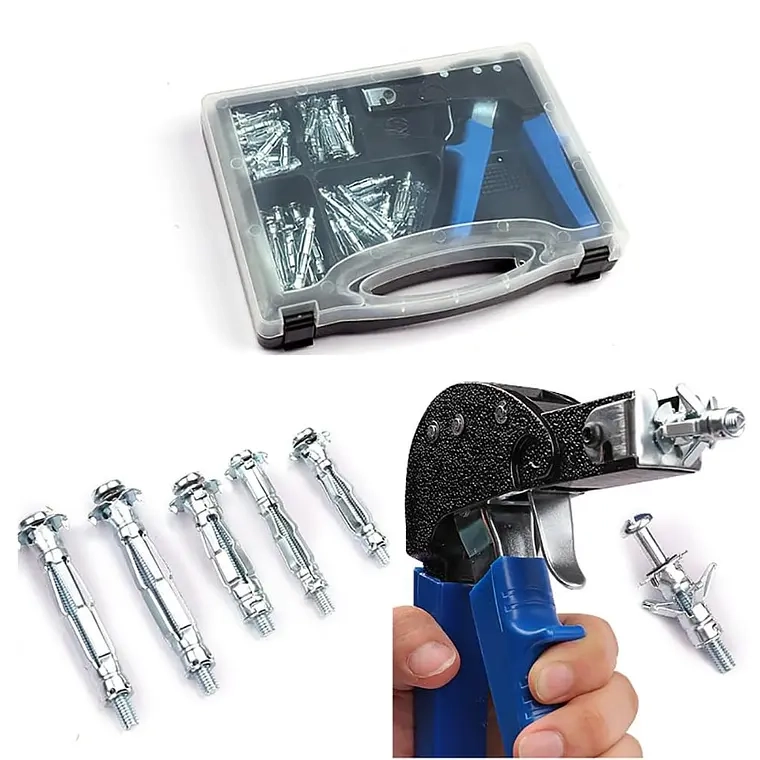 HERRAMIENTA PISTOLA ANCLAJE PARED HUECA TARUGO ARAÑA 72PCS - 1