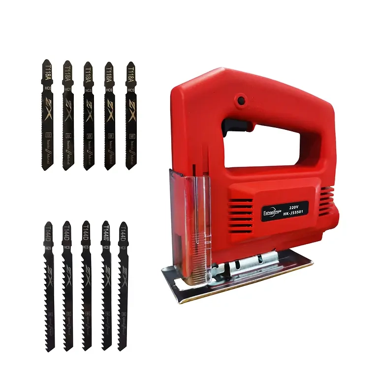 SIERRA CALADORA 500W CON 10 HOJAS DE SIERRA MADERA METAL - 1