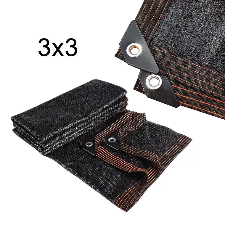 LONA CARPA DE MALLA SOMBRA NEGRA 3X3 METROS - 1