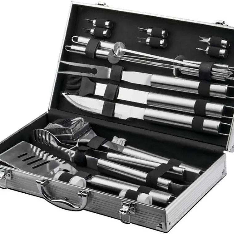 SET PARRILLERO ASADO BARBACOA 18 PCS EN MALETA KIT PARRILLA - 1