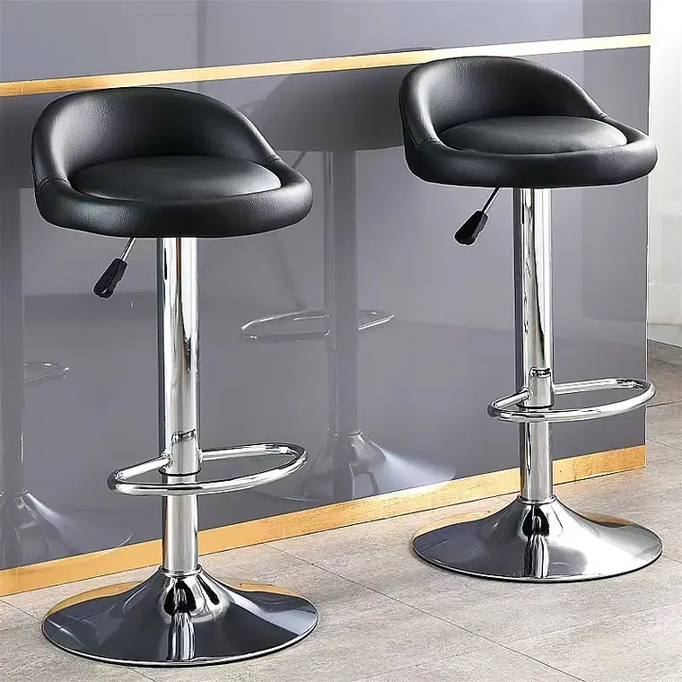 PACK 2 SILLA PISO BAR ALTURA REGULABLE TABURETE RESPALDO - 1