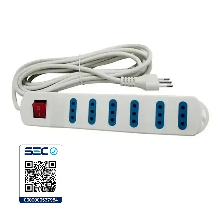 ALARGADOR CORRIENTE 3 MTS 6 TOMAS CERTIFICADO SEC - 1