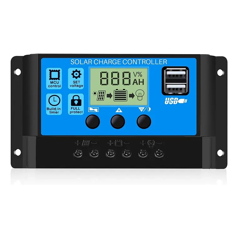 REGULADOR DE CARGA SOLAR DIGITAL 12V 24V 60A 2USB - 1
