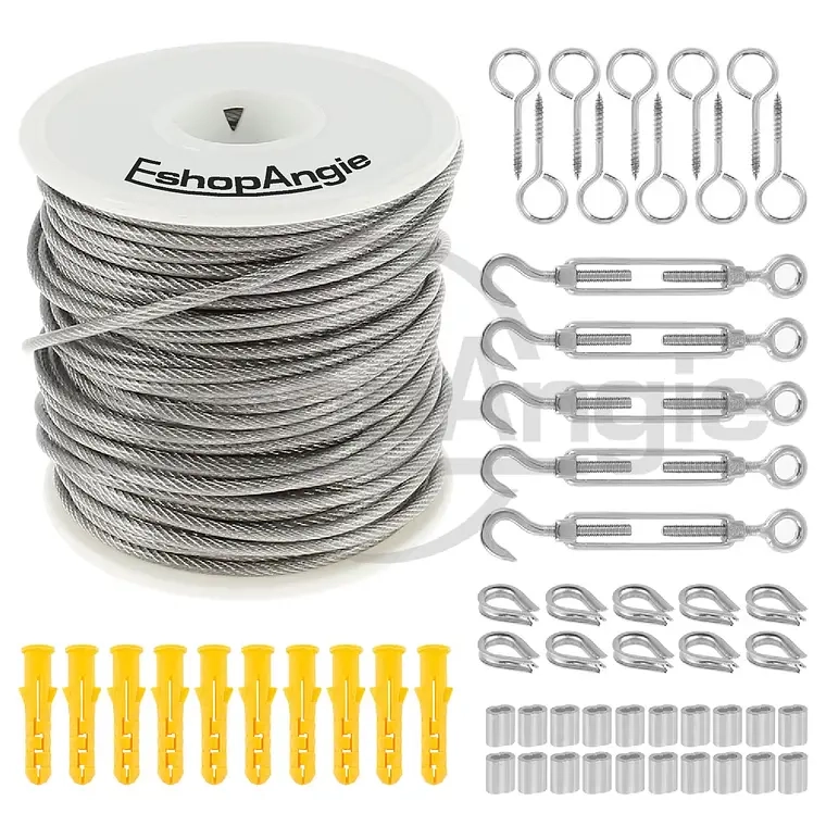 KIT DE CABLE TENSOR DE ACERO DE 30M GANCHO GALVANIZADO - 1