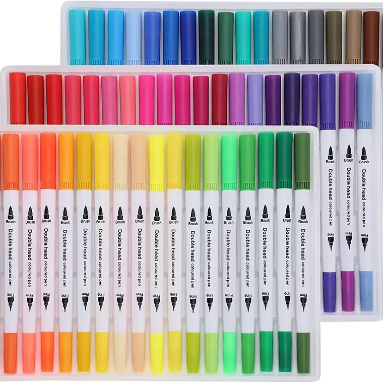 60 MARCADORES DE DOBLE PUNTA TIPO PINCEL COLORES - 1