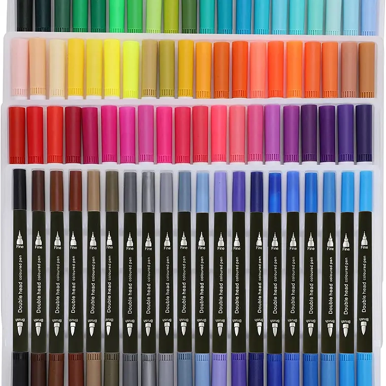 80 MARCADORES DE DOBLE PUNTA TIPO PINCEL COLORES - 1