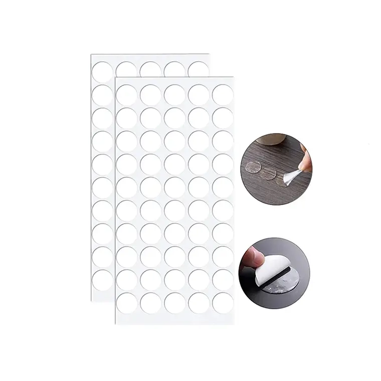 ADHESIVO CIRCULAR DE DOBLE CONTACTO TRANSPARENTE 100PZS - 1
