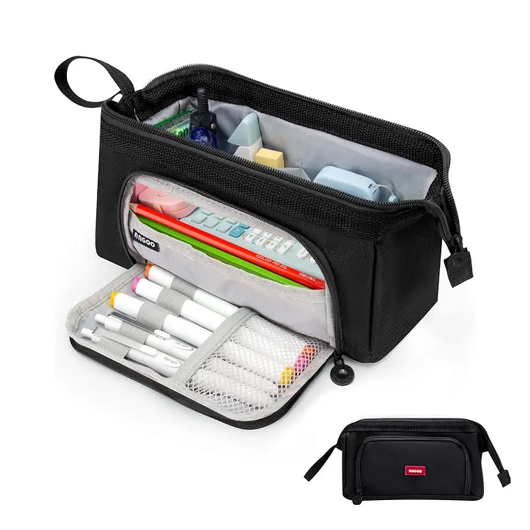 ESTUCHE PARA LAPICES GRAN CAPACIDAD DOBLE CAPA ORGANIZADOR (Negro) - 1