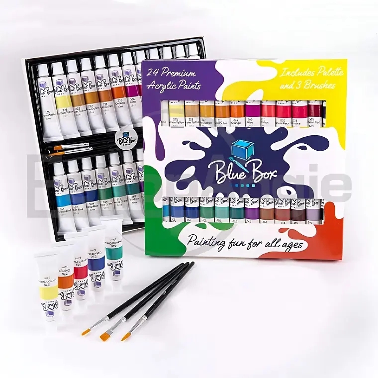 JUEGO DE PINTURA ACRILICAS 24 COLORES TUBOS 12ML ARTE - 1