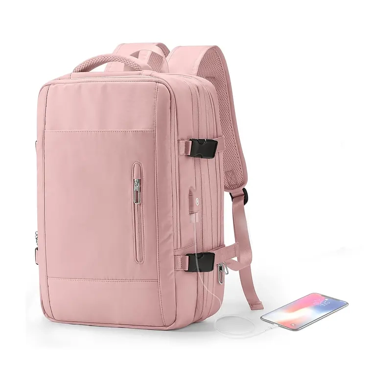 MOCHILA DE VIAJE GRAN CAPACIDAD IMPERMIABLE VIRAL UNISEX (Rosada) - 1