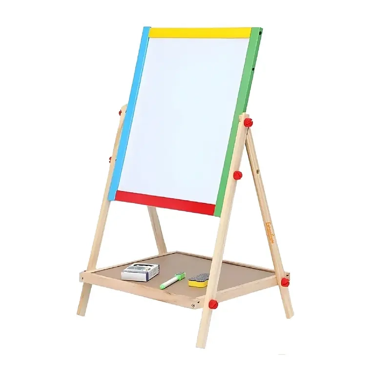 PIZARRA ATRIL PARA NIÑOS 2 EN 1 DOBLE MADERA + TIZA Y PLUMON - 1