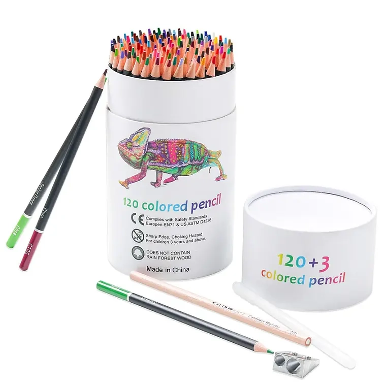 SET 120 LAPICES COLOR PROFESIONAL DIBUJO CAJA CILINDRICO - 1