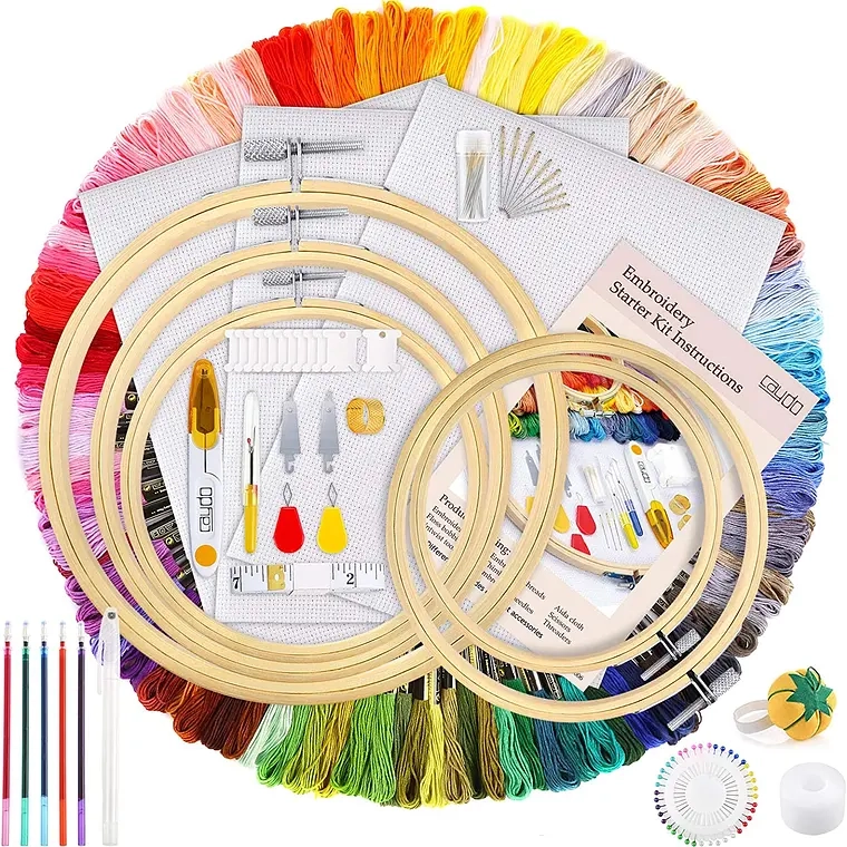 SET DE AGUJAS DE BORDADO + KIT DE 100 HILOS DE BORDAR - 1