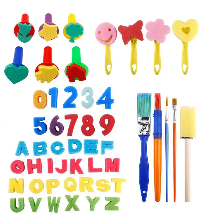 SET DE ARTE 51 PZS PARA PINTAR PARA NIÑOS ESPONJAS FIGURAS - 1