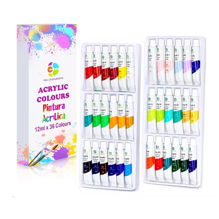 SET DE PINTURAS ACRILICAS 36 COLORES 12ML ARTE PROFESIONAL - 1