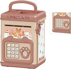 ALCANCIA DE AHORRO ELECTRONICA SONIDO HUELLA Y CONTRASEÑA (ROSADO) - 1