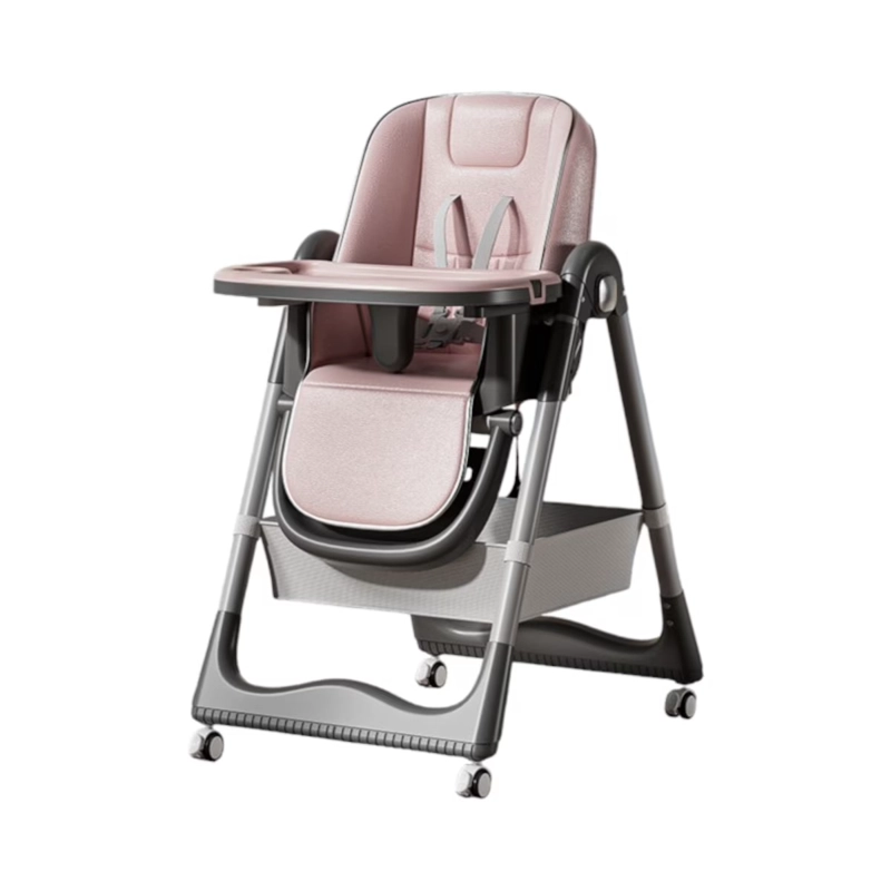 SILLA DE COMER RECLINABLE PLEGABLE CON MESA AJUSTABLE (ROSADO) - 1
