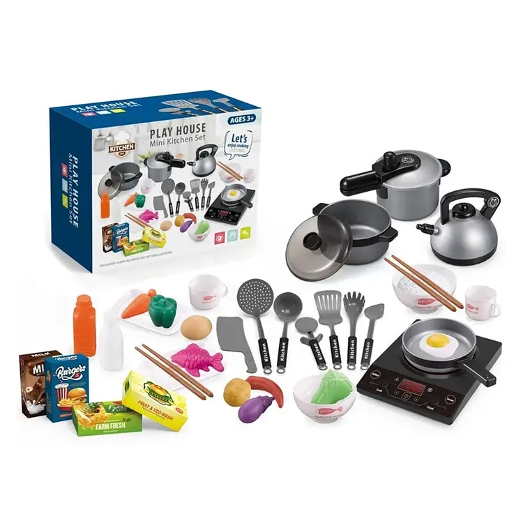 SET JUEGO DE COCINA ELEMENTOS DE COCINA JUGUETE PARA NIÑAS (ROSADO) - 1