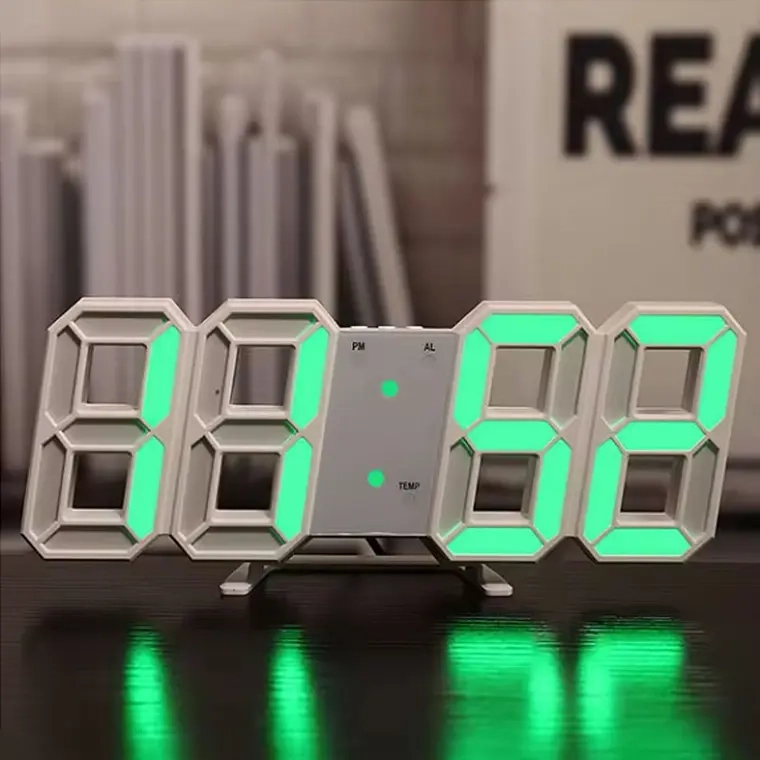 RELOJ DESPERTADOR BRILLANTE DIGITAL 3D DE MESA Y PARED (ROSADO) - 1