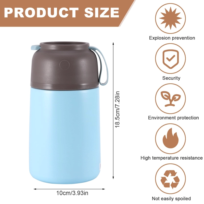 TERMO DE COMIDA ACERO INOXIDABLE DE 650ML + CUCHARA (CELESTE) - 1