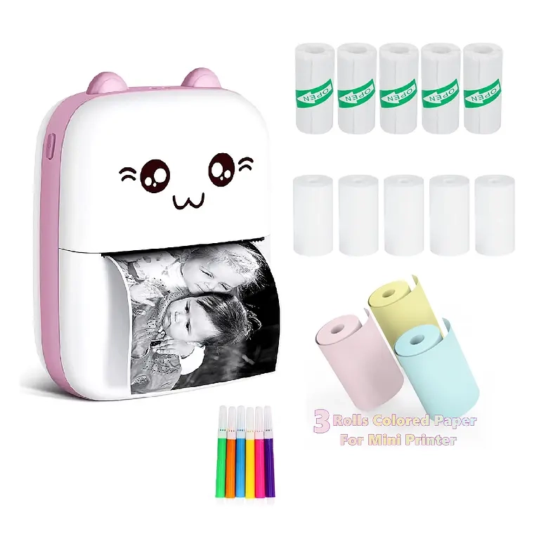 MINI IMPRESORA TE RMICA GATITA BLUETOOTH+ ROLLOS (CELESTE) - 1