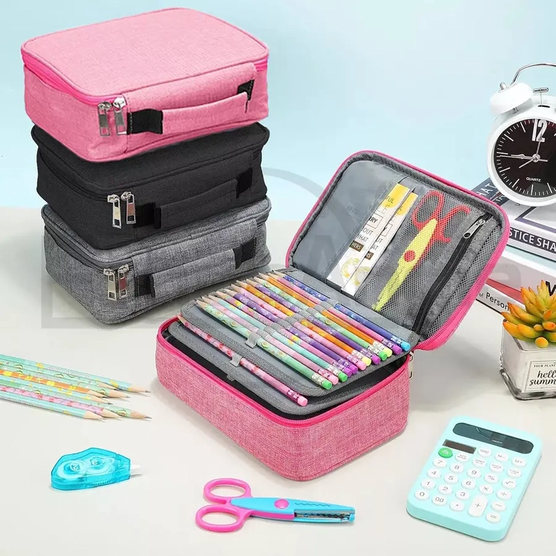 Estuche Para Lápices 72 Ranuras Lapiceras Organizador Escolar (Gris) - 1
