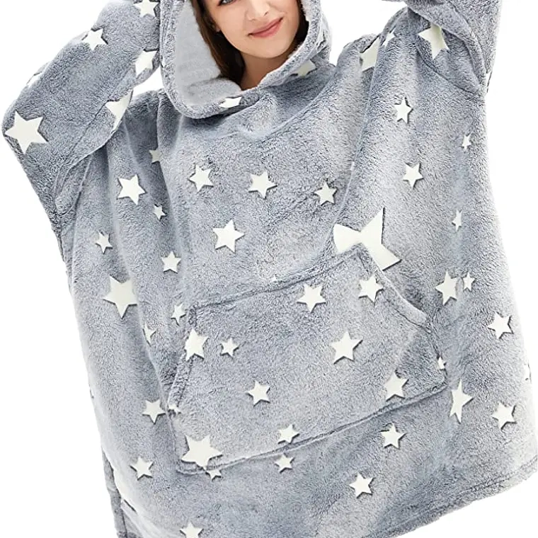 Polerón De Franela Con Capucha Luminoso Brillante Diseños (NAVE ESPACIAL GRIS) - 1